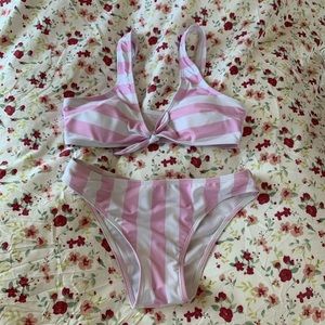 Pink and white bikini